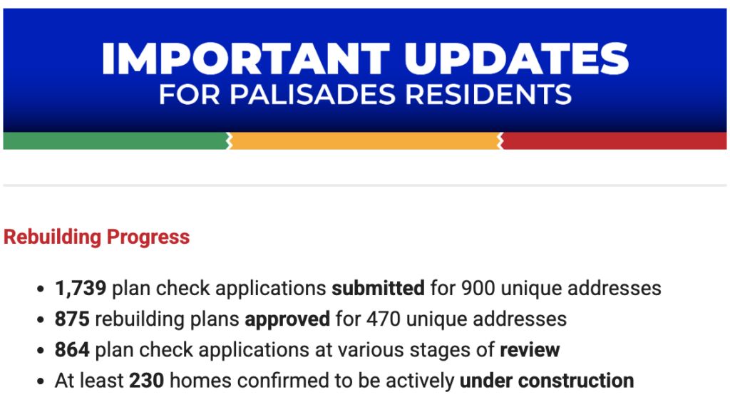 Banner with the text 'IMPORTANT UPDATES FOR PALISADES RESIDENTS' in bold white font on a colorful background.